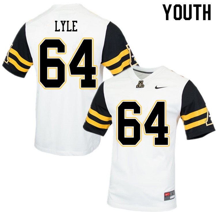 Youth #64 Chris Lyle Appalachian State Mountaineers College Football Jerseys Sale-White